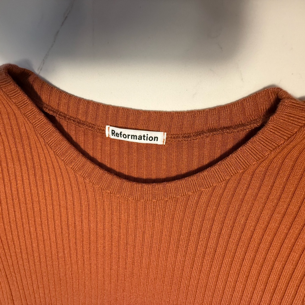 Reformation Orange Ribbed Tee - Picture 6 of 7